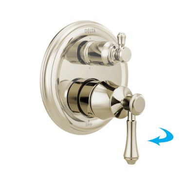 Click here to see Delta RP101637PN Delta Cassidy Traditional Polished Nickel Handle, Set Screw, and Button for T24897 and T24997 Two-Handle 14 Series Valve Trim - RP101637PN