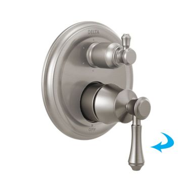 Click here to see Delta RP101637SS Delta Cassidy Traditional Stainless Handle, Set Screw, and Button for T24897 and T24997 Two-Handle 14 Series Valve Trim - RP101637SS