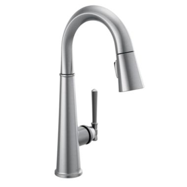 Click here to see Delta 9982-AR-PR-DST Delta Emmeline Single Handle Pull-Down Bar/Prep Faucet, Lumicoat Arctic Stainless - 9982-AR-PR-DST