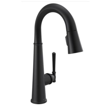 Click here to see Delta 9982-BL-DST Delta Emmeline Single Handle Pull-Down Bar/Prep Faucet, Matte Black - 9982-BL-DST