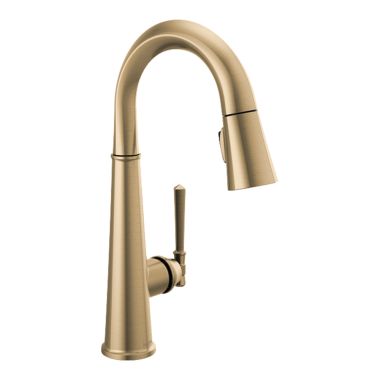 Click here to see Delta 9982-CZ-PR-DST Delta Emmeline Single Handle Pull-Down Bar/Prep Faucet, Lumicoat Champagne Bronze - 9982-CZ-PR-DST