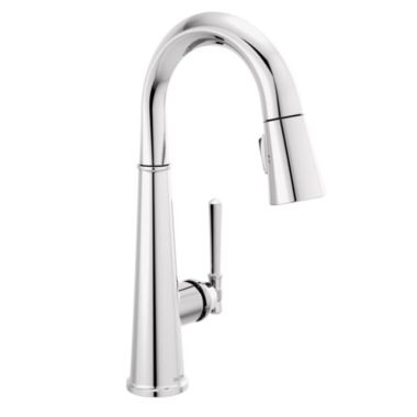 Click here to see Delta 9982-PR-DST Delta Emmeline Single Handle Pull-Down Bar/Prep Faucet, Lumicoat Chrome - 9982-PR-DST