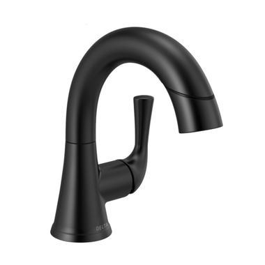 Click here to see Delta 533LF-BLPDMPU Delta Kayra Single-Handle Pull-Down Bathroom Faucet, Deck Mount, 1.2 GPM, Matte Black - 533LF-BLPDMPU