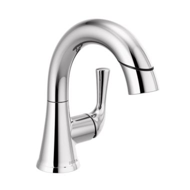 Click here to see Delta 533LF-PDMPU Delta Kayra Single-Handle Pull-Down Bathroom Faucet, Deck Mount, 1.2 GPM, Chrome - 533LF-PDMPU