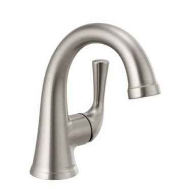 Click here to see Delta 533LF-SSMPU Delta Kayra Single-Handle Bathroom Faucet, Deck Mount, 1.2 GPM, Stainless - 533LF-SSMPU