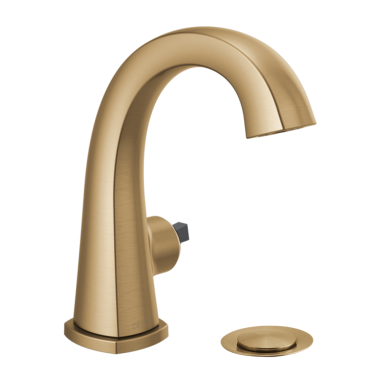 Click here to see Delta 577-CZMPU-LHP-DST Delta Stryke High-Arc Champagne Bronze Lavatory Faucet with Escutcheon, Metal Pop-Up, 1.2 GPM, Less Handle, DIAMOND Seal - 577-CZMPU-LHP-DST
