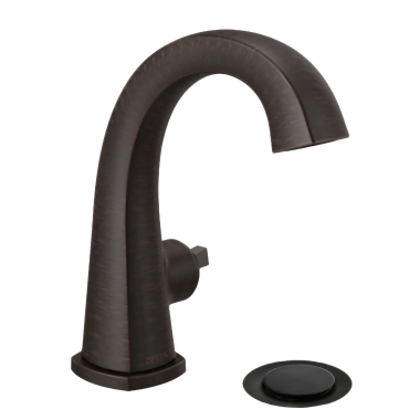 Click here to see Delta 577-RBMPU-LHP-DST Delta Stryke High-Arc Venetian Bronze Lavatory Faucet with Escutcheon, Metal Pop-Up, 1.2 GPM, Less Handle, DIAMOND Seal - 577-RBMPU-LHP-DST