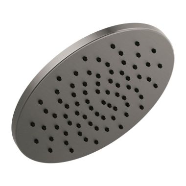 Click here to see Delta 52158-KS Delta Single-Setting Touch-Clean Round Metal Raincan Shower Head, WaterSense, Metal Ball Connector, 1.75 GPM, Black Stainless - 52158-KS