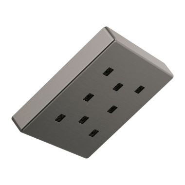 Click here to see Delta 52171-KS Delta H2Okinetic PowerDrench Spray Single-Function 6in Square Metal Raincan Shower Head, WaterSense, 1.75 GPM, Black Stainless - 52171-KS