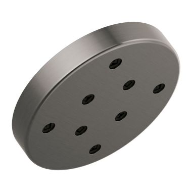 Click here to see Delta 52175-KS Delta 6in Single-Setting Round Metal Raincan Shower Head withh Metal Ball Connector, WaterSense, Touch-Clean, 1.75 GPM, Black Stainless - 52175-KS