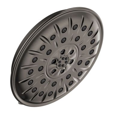 Click here to see Delta 52487-KS Delta Four-Setting Touch-Clean 8-1/4in Round Shower Head, WaterSense, H2Okinetic UltraSoak and PowerDrench Sprays, 1.75 GPM, Black Stainless - 52487-KS