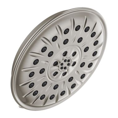Click here to see Delta 52487-SS Delta Four-Setting Touch-Clean 8-1/4in Round Shower Head, WaterSense, H2Okinetic UltraSoak and PowerDrench Sprays, 1.75 GPM, Stainless - 52487-SS