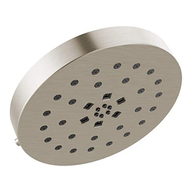 Click here to see Delta 52488-SS Delta 8in H2Okinetic Four-Setting Round Shower Head with UltraSoak, Wall-Mount, 1.75 GPM, Touch-Clean Nozzles, WaterSense, Stainless - 52488-SS