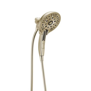 Click here to see Delta 58620-PN-PK Delta Universal Showering 1.75 GPM In2ition H2Okinetic 5-Setting Two-in-One Shower, Round, MagnaTite, WaterSense, Polished Nickel - 58620-PN-PK