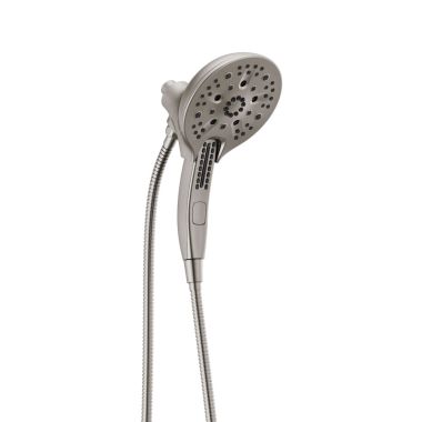 Click here to see Delta 58620-SS25-PK Delta Universal Showering In2ition H2Okinetic Two-In-One  5-Setting Handheld Shower Combo, 2.5 GPM, Stainless Steel - 58620-SS25-PK