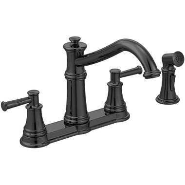Click here to see Moen 7255BL Moen Belfield Matte Black Two-Handle Kitchen Faucet With Side Spray - 7255BL