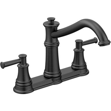 Click here to see Moen 7250BL Moen Belfield Two-Handle High Arc Kitchen Faucet, Matte Black - 7250BL