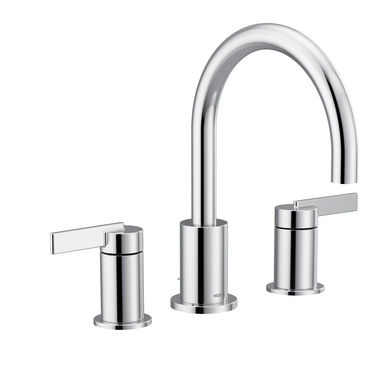Click here to see Moen T6222 Moen Cia Two-Handle Chrome Widespread Lavatory Faucet Trim with Metal Pop-Up, M-PACT, Duralock, 1.2 GPM, ADA Lever Handles, Three-Hole - T6222