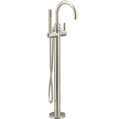 Click here to see Moen 615BN Moen Cia 6 GPM Single-Handle Freestanding Tub Filler with 1.75 GPM Single-Function Hand Shower, Lever Handle, Dual Check Valves, Brushed Nickel - 615BN