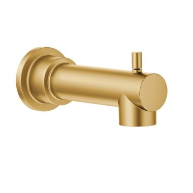 Click here to see Moen 172656BG Moen Align 7-1/8-inch Wall Mounted Brushed Gold Tub Spout with Pull-Up Diverter, 1/2-inch Connection Size, Slip Fit - 172656BG