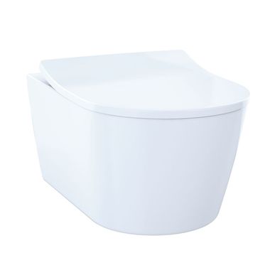 Click here to see Toto CWT427227CMFG#WH TOTO RP Compact Wall-Hung Toilet with SoftClose Seat, White Push Plate, 1.28/0.9 GPF, Cotton White - CWT427227CMFG#WH