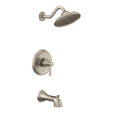Click here to see Moen UT2313EPBN Moen Belfield M-Core 2-Series Tub/Shower Faucet with 1.75 Rainshower, 1-Function, Single Lever Handle, M-PACT, Immersion, Brushed Nickel - UT2313EPBN