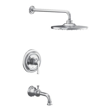 Click here to see Moen UTS244203EP Moen Colinet M-Core 2-Series Tub/Shower Faucet with 1.75 GPM Rainshower, 1-Function, Single Lever Handle, M-PACT, Immersion, Chrome - UTS244203EP