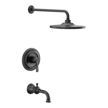 Click here to see Moen UTS244203EPBL Moen Colinet M-Core 2-Series Tub/Shower Faucet with 1.75 GPM Rainshower, 1-Function, Single Lever Handle, M-PACT, Immersion, Matte Black - UTS244203EPBL
