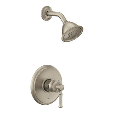 Click here to see Moen UT2182EPBN Moen Dartmoor M-Core 2-Series Single-Handle Shower Faucet, One-Function, 1.75 GPM, Lever Handle, Eco-Performance, M-PACT, Brushed Nickel - UT2182EPBN