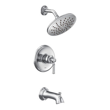 Click here to see Moen UT2283EP Moen Dartmoor M-Core 2-Series Tub/Shower Faucet with 1.75 GPM Rainshower, 1-Function, Single Lever Handle, M-PACT, Chrome - UT2283EP