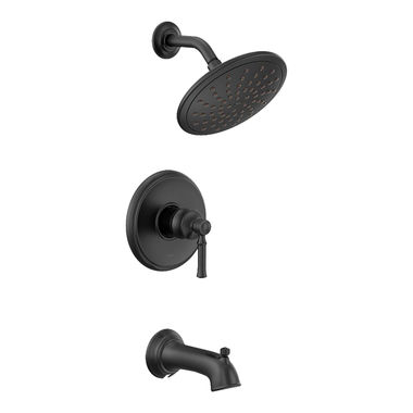 Click here to see Moen UT2283EPBL Moen Dartmoor M-Core 2-Series Tub/Shower Faucet with 1.75 GPM Rainshower, 1-Function, Single Lever Handle, M-PACT, Matte Black - UT2283EPBL