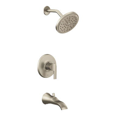 Click here to see Moen UTS2203EPBN Moen Doux M-Core 2-Series Tub/Shower Faucet 1.75 Rainshower, 1-Function, Single Lever Handle, M-PACT, Immersion, Brushed Nickel - UTS2203EPBN