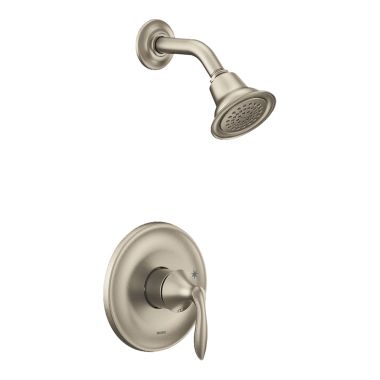 Click here to see Moen UT2132EPBN Moen Eva M-Core 2-Series Single-Handle Shower Faucet, One-Function, 1.75 GPM, Lever Handle, Eco-Performance, M-PACT, Brushed Nickel - UT2132EPBN