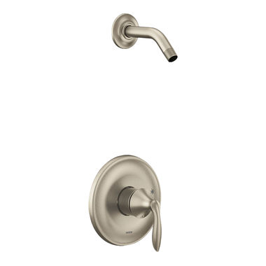 Click here to see Moen UT2132NHBN Moen Eva M-Core 2-Series Single-Handle Shower Faucet, Lever Handle, M-PACT, Less Showerhead, Brushed Nickel - UT2132NHBN