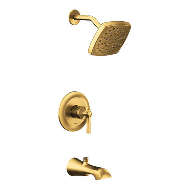 Click here to see Moen UTS2913EPBG Moen Flara M-Core 2-Series Tub/Shower Faucet with 1.75 GPM Rainshower, 1-Function, Single Lever Handle, M-PACT, Immersion, Brushed Gold - UTS2913EPBG