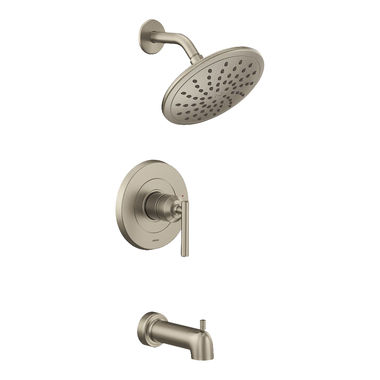 Click here to see Moen UT3003EPBN Moen Gibson M-Core 2-Series Tub/Shower Faucet with 1.75 GPM Rainshower, 1-Function, Single Lever Handle, M-PACT, Eco-Performance, Brushed Nickel - UT3003EPBN