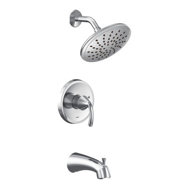 Click here to see Moen UT2843EP Moen Glyde M-Core 2-Series Tub/Shower Faucet with 1.75 GPM Rainshower, 1-Function, Single Lever Handle, M-PACT, Eco-Performance, Chrome - UT2843EP