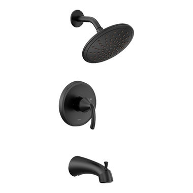 Click here to see Moen UT2843EPBL Moen Glyde M-Core 2-Series Tub/Shower Faucet with 1.75 GPM Rainshower, 1-Function, Single Lever Handle, M-PACT, Eco-Performance, Matte Black - UT2843EPBL