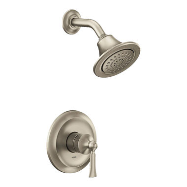 Click here to see Moen UT24502EPBN Moen Wynford M-Core 2-Series Single-Handle Shower Faucet, One-Function, 1.75 GPM, Lever Handle, Eco-Performance, Brushed Nickel - UT24502EPBN