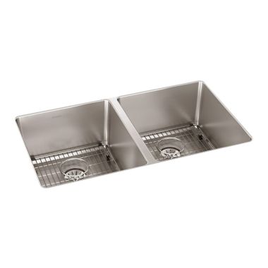 Click here to see Elkay ELUHH3118TPDBG Elkay ELUHH3118TPDBG Lustertone Iconix Double Bowl Undermount Sink Kit with Perfect Drain - Luminous Satin