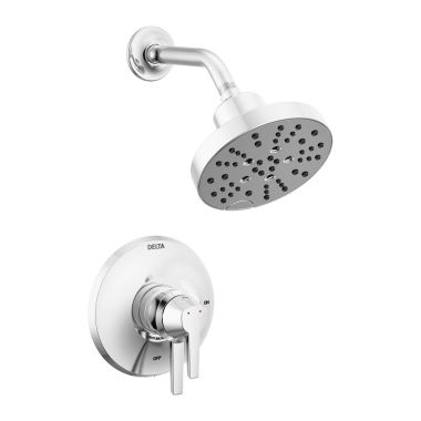 Click here to see Delta T17272-PR Delta Galeon Monitor 17 Series Two-Handle H2Okinetic Shower Faucet with Volume Control, 5-Setting, 1.75 GPM, Lever Handles, Lumicoat, Chrome - T17272-PR