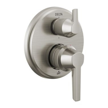 Click here to see Delta T24971-SS-PR Delta Galeon Monitor 14 Series Valve Trim w/ 6-Function Diverter, Lever Handles, Lumicoat Stainless Steel - T24971-SS-PR