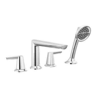 Click here to see Delta T4771-PR Delta Galeon Two-Handle Roman Tub Faucet Trim with 1.75 GPM Three-Setting Hand Shower, H2Okinetic, Lever Handles, Lumicoat Chrome - T4771-PR