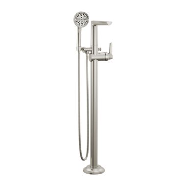 Click here to see Delta T4771-SS-PR-FL Delta Galeon Single-Handle Freestanding Tub Filler Trim with 1.75 GPM Three-Setting Hand Shower, H2Okinetic, Lever Handles, Lumicoat Stainless - T4771-SS-PR-FL