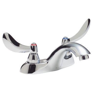 Click here to see Delta 21C134 Delta 21C134 Tech 2-Handle Cast Centerset Lavatory Faucet, Blade w/ Sanitary Hood, No Pop-Up Hole, VR Aerator, Chrome