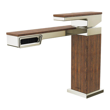 Click here to see Brizo 65022LF-PNTK Brizo Frank Lloyd Wright Single-Handle Deck-Mount Brilliance Polished Nickel/ Wood Lavatory Faucet, 1.2 GPM, Single-Hole, Ceramic Disk Cartridge - 65022LF-PNTK