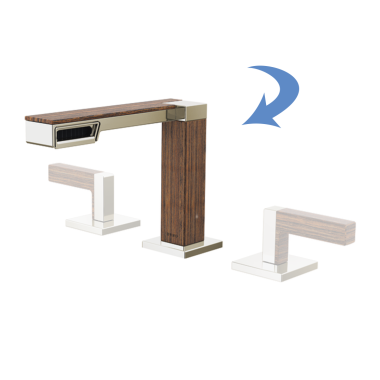 Click here to see Brizo 65322LF-PNTKLHP Brizo Frank Lloyd Wright Two-Handle Widespread Polished Nickel/Teak Lavatory Faucet, 1.2 GPM, Three-Hole, Less Handles, Less Drain - 65322LF-PNTKLHP