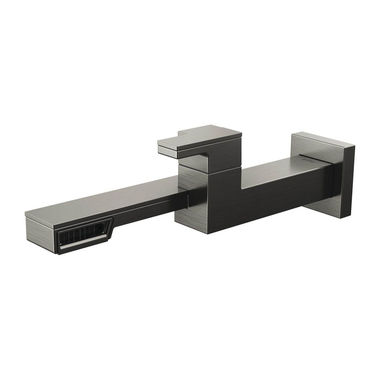 Click here to see Brizo T65722LF-SL Brizo Frank Lloyd Wright One-Handle Wall-Mount Brilliance Luxe Steel Bathroom Faucet with Side Spout Laminar Flow, Single-Hole, 1.2 GPM - T65722LF-SL