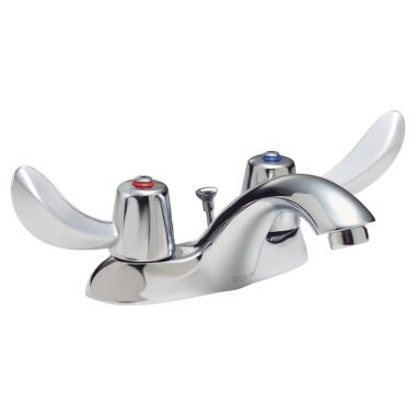 Click here to see Delta 21C222 Delta 21C222 Tech 2-Handle Cast Centerset Lavatory Faucet, Hooded Blade, Metal Pop-Up, VR Laminar Outlet, Chrome