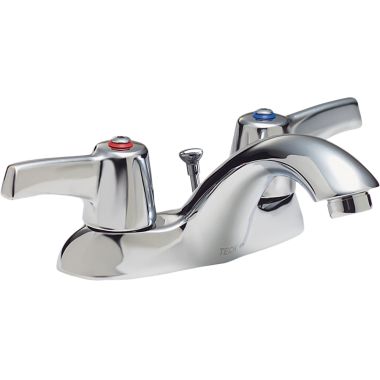Click here to see Delta 21C343 Delta CER-TECK 2-Handle Centerset Lavatory Faucet, 1.5 GPM, Hooded Lever, Strainer, Aerator, Chrome - 21C343